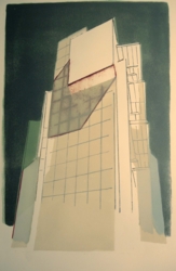 Toren groen, litho, 45x60 cm